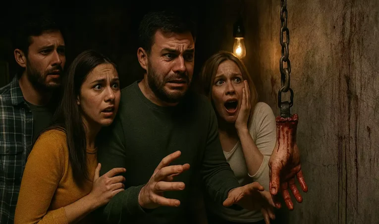 Cosa Succede Davvero Dentro un’Escape Room (E Perché Non È Come Pensi) escape room horror amici 765x452